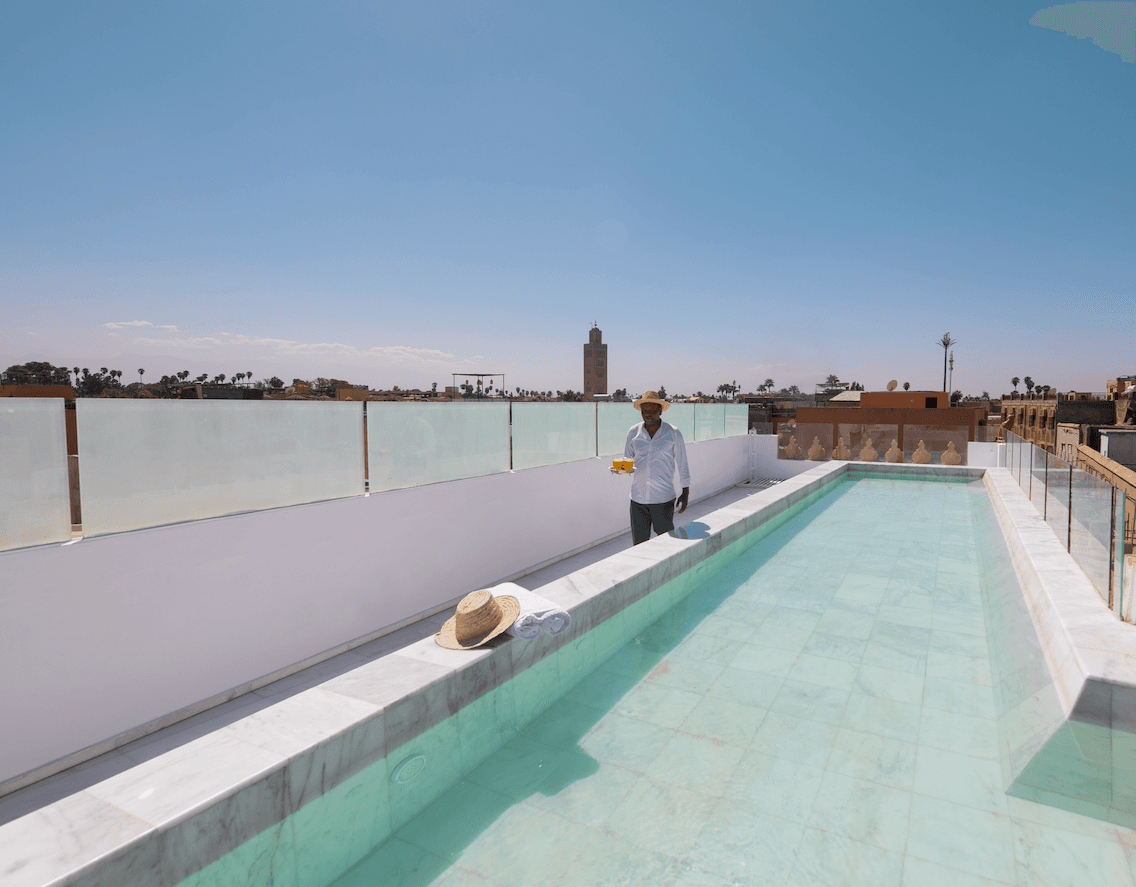 Rooftop pool above the Marrakech medina